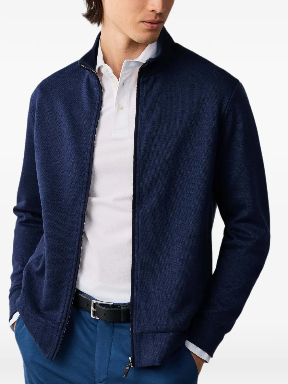 Hackett London Sweater met rits Blauw