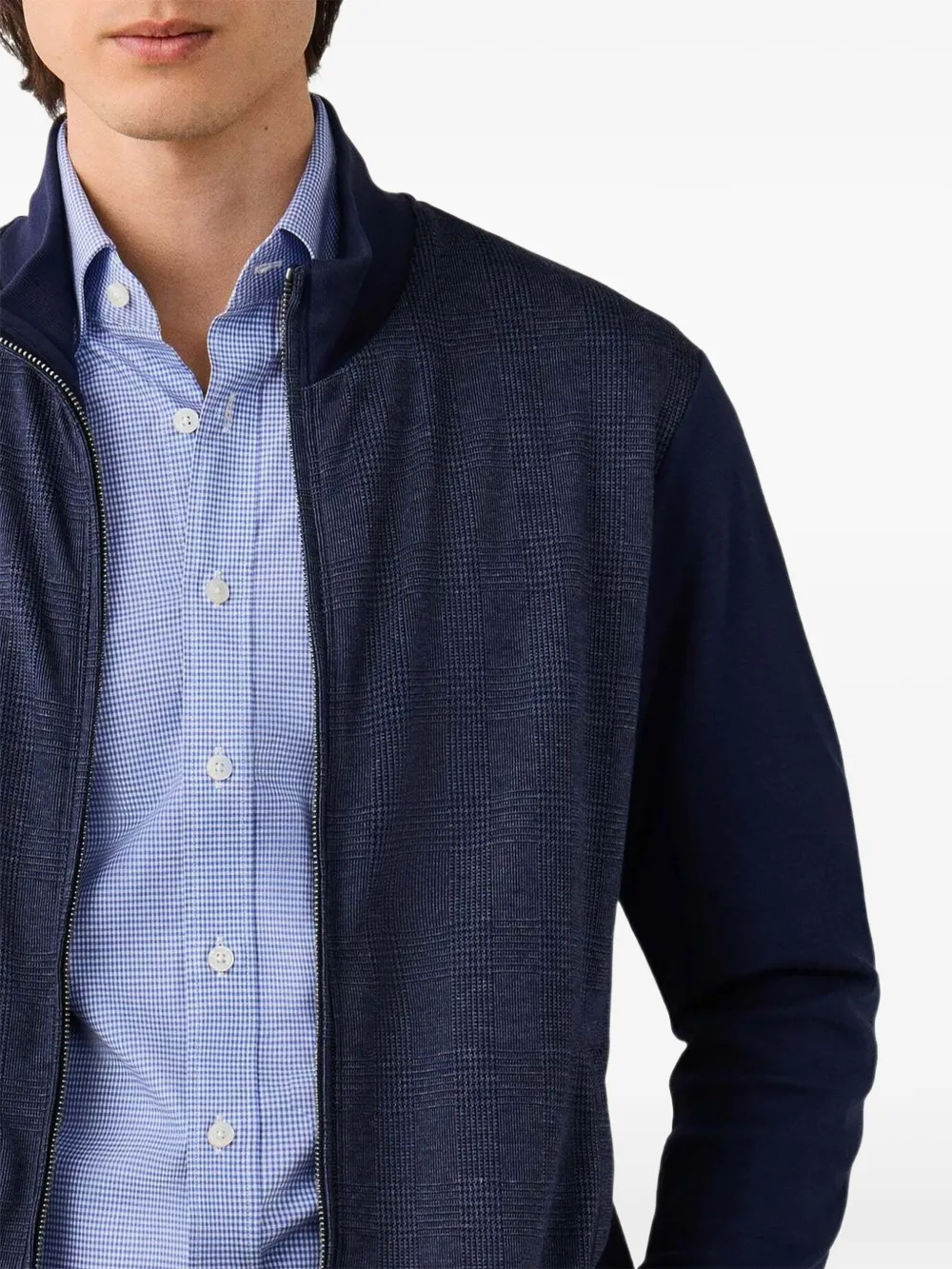Hackett London Prince of Wales vest met rits Blauw