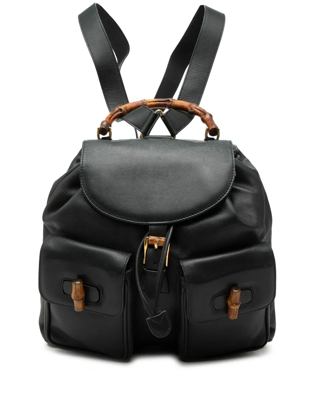 Gucci Pre-Owned 2000-2015 Calfskin Bamboo Drawstring backpack - Nero