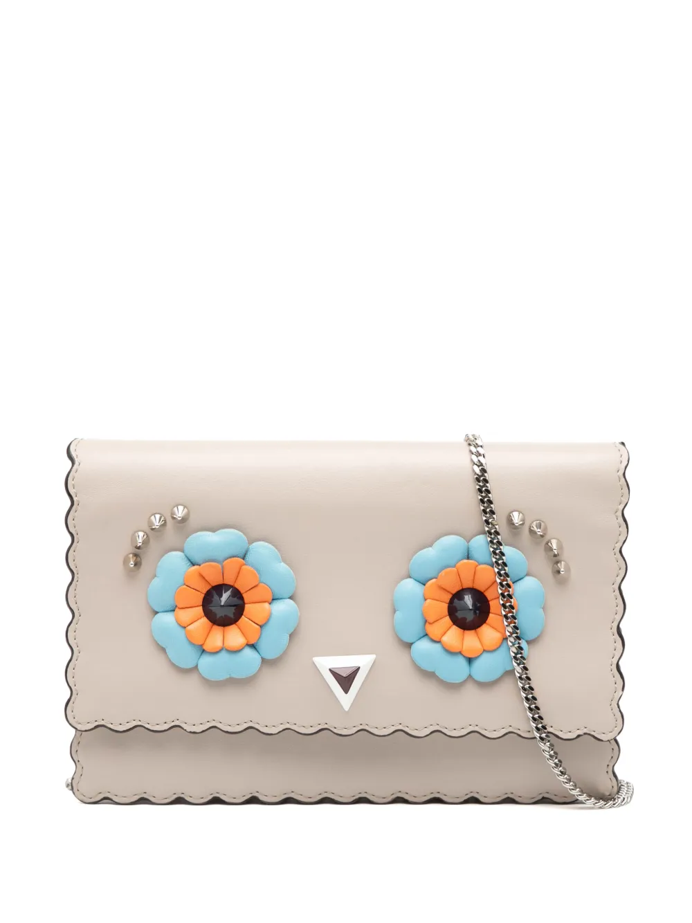Fendi Pre-Owned 2010-2025 Leather Studded Monster Eyes Wallet on Chain crossbody bag - Marrone