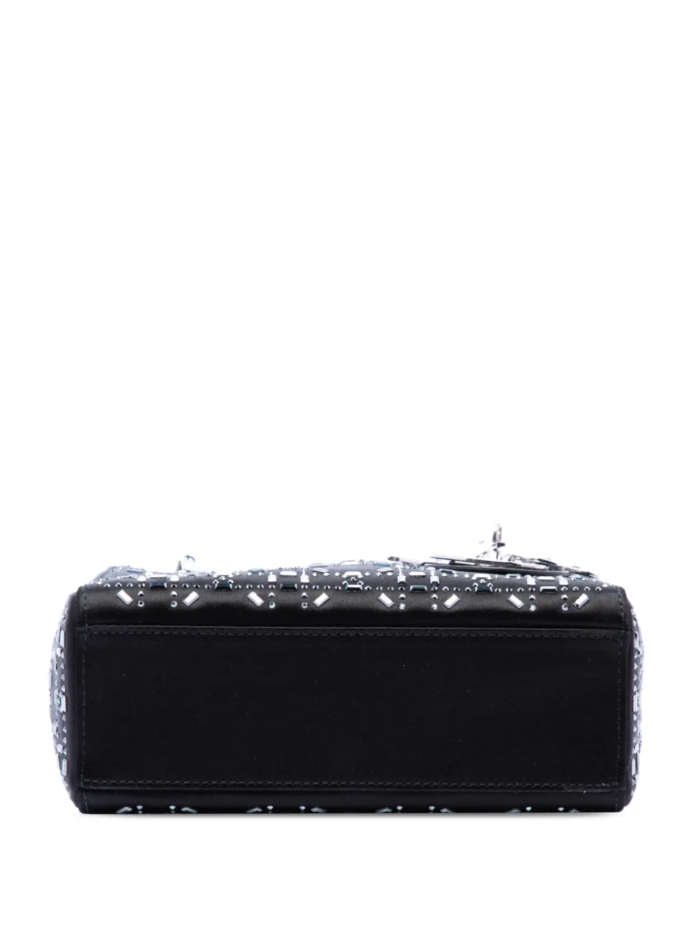 Dior Pre-owned 2018 Mini Velvet Cannage Strass Embellished Lady Dior Satchel in Black, view 4