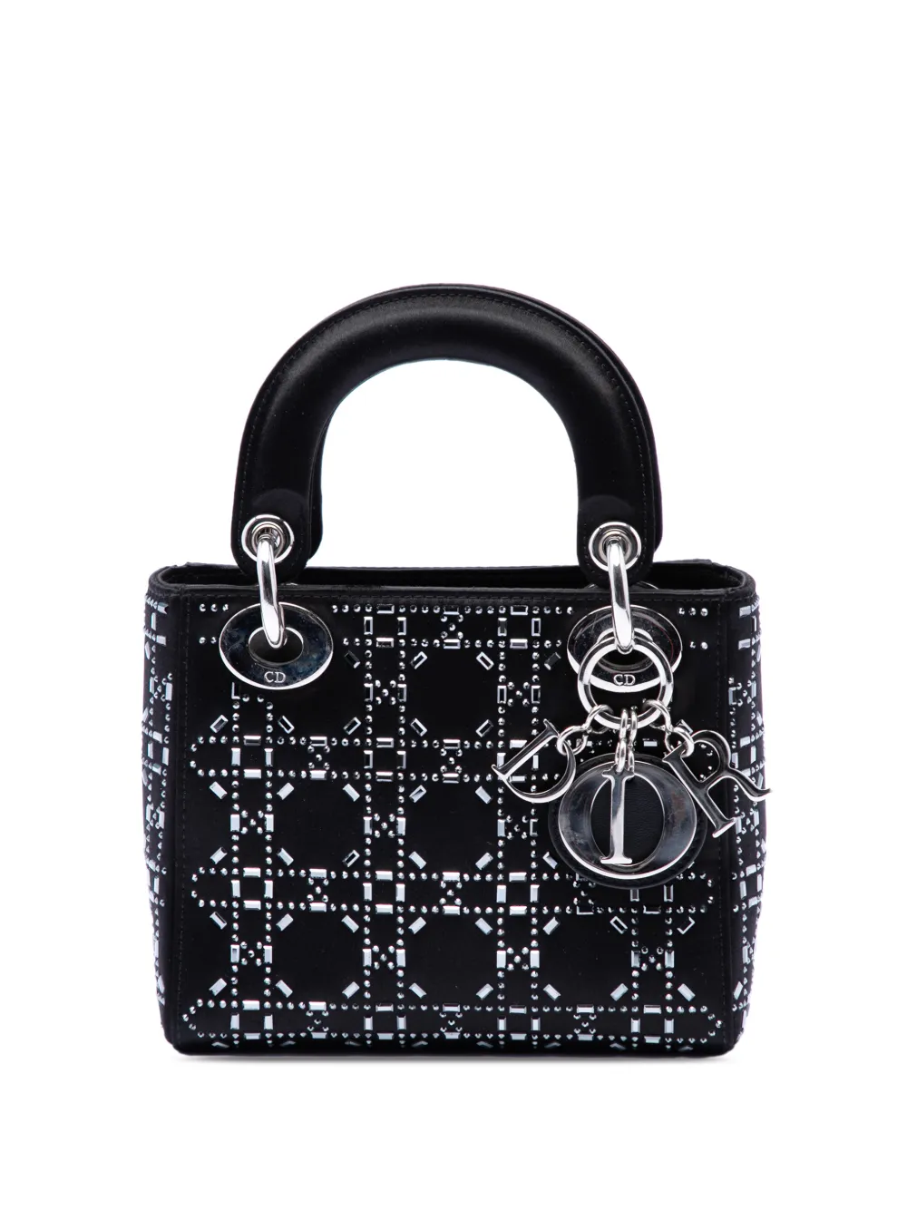 Christian Dior Pre-Owned 2018 Mini Velvet Cannage Strass Embellished Lady Dior satchel - Schwarz