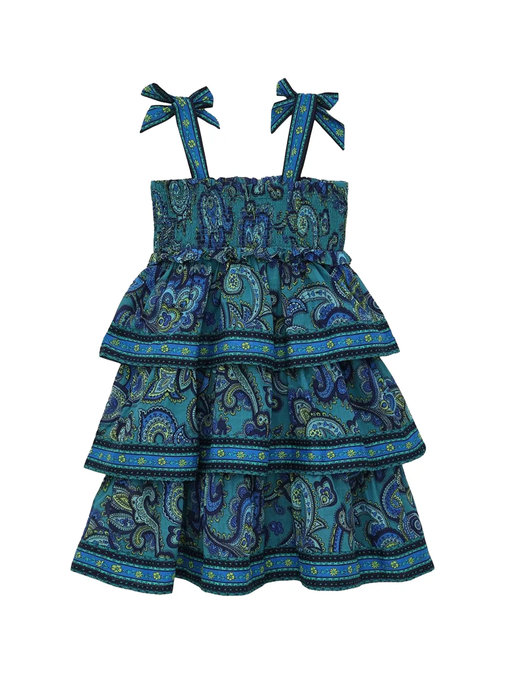 ZIMMERMANN Kids Patience gelaagde jurk met paisley-print Blauw