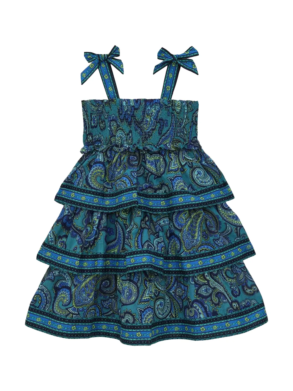 ZIMMERMANN Kids Patience paisley-print tiered dress - Blue