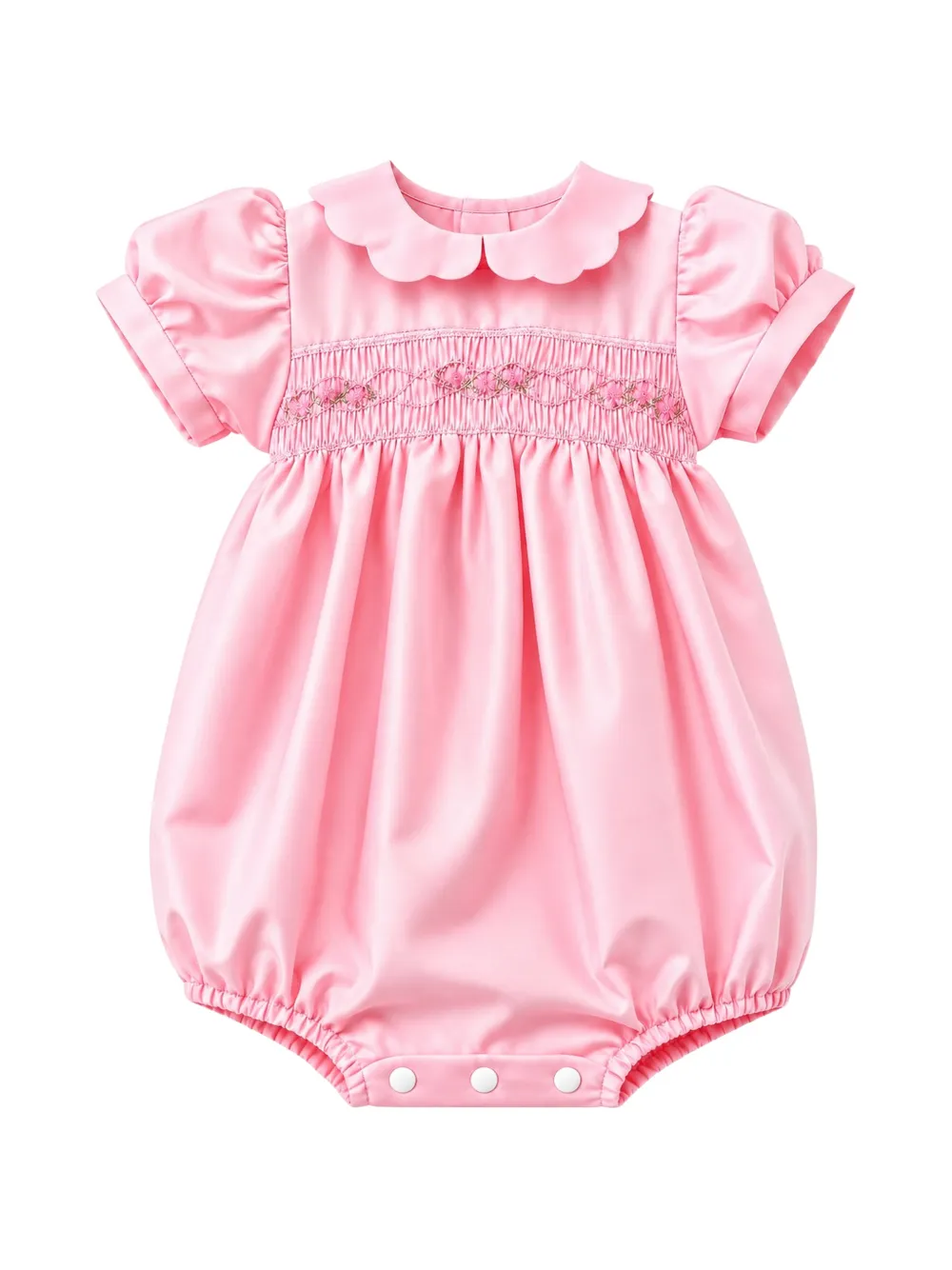 Mariella Ferrari smocked scalloped-collar romper - Rosa