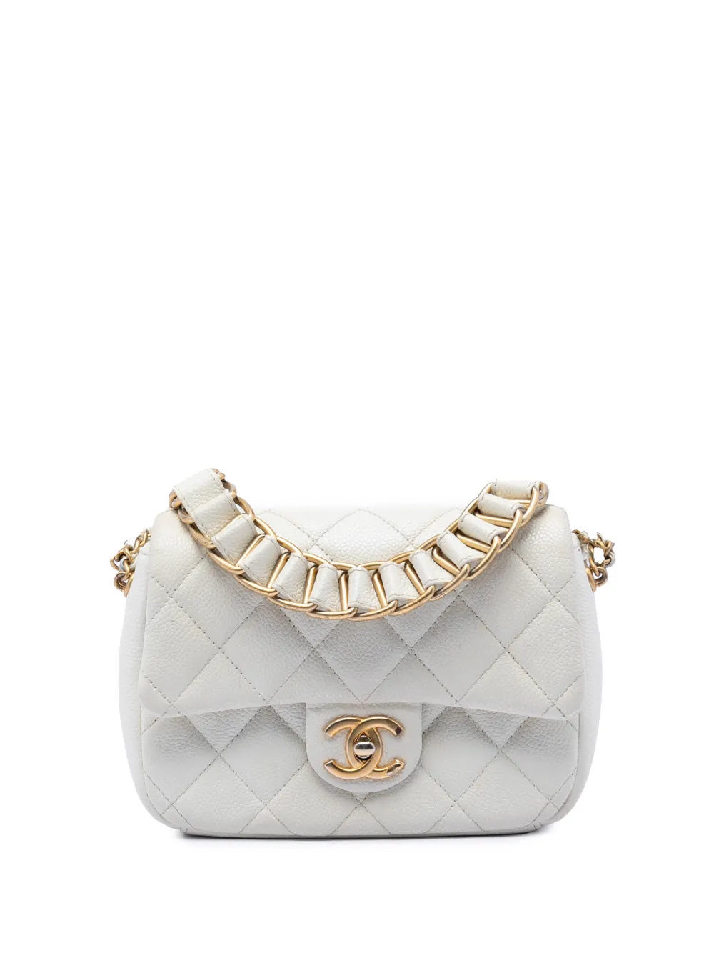 CHANEL Pre-Owned 2021-2026 Mini Quilted Caviar Chain Soul Flap crossbody bag - Bianco