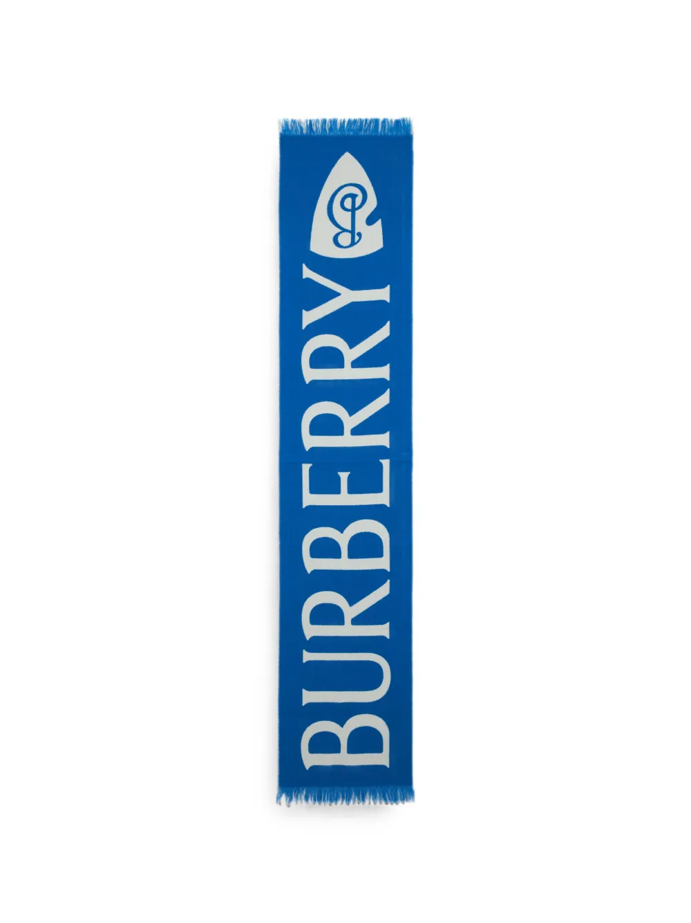 Burberry logo-intarsia fringed scarf - Blau