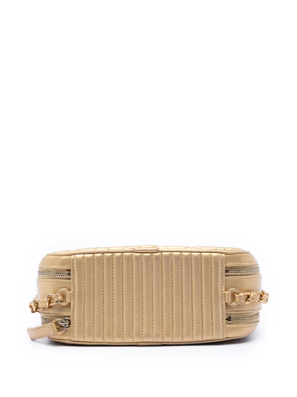 Chanel Pre-owned 2014-2015 Small Quilted Lambskin Coco Boy Camera Bag Crossbody Bag in Gold, view 4
