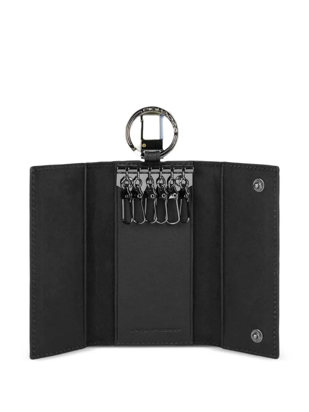 PIQUADRO Leren sleutelhanger met zes haken Zwart