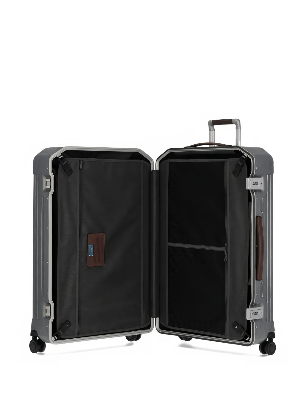 PIQUADRO Medium geribbelde rolkoffer Grijs