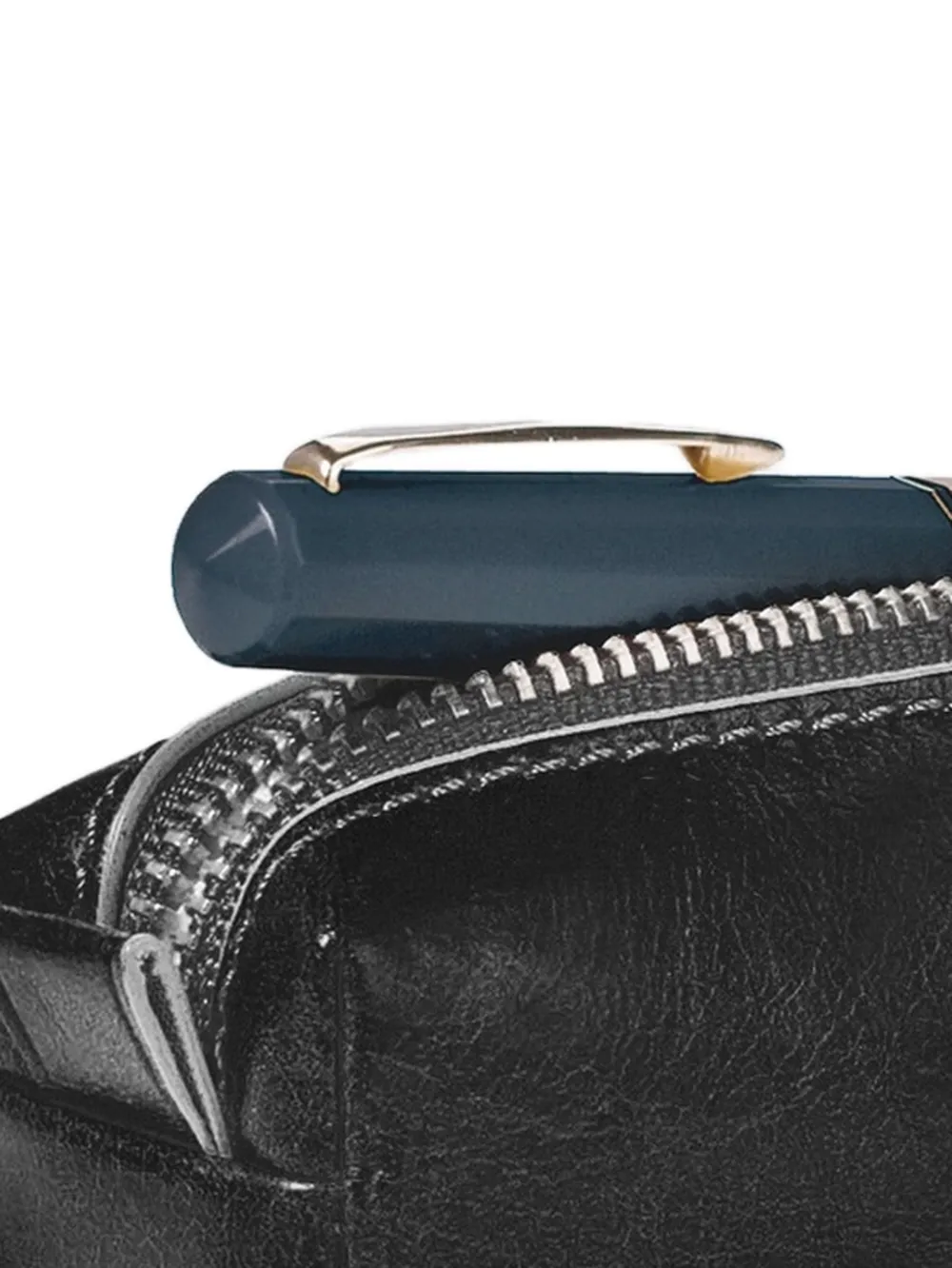 PIQUADRO Leren etui met logo-plakkaat Zwart