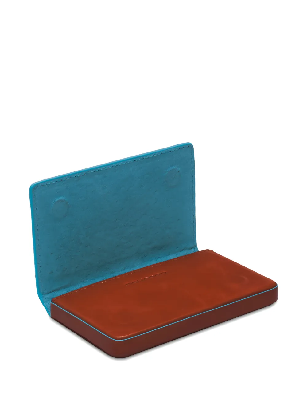 PIQUADRO Leren pasjeshouder met logoplakkaat Blauw