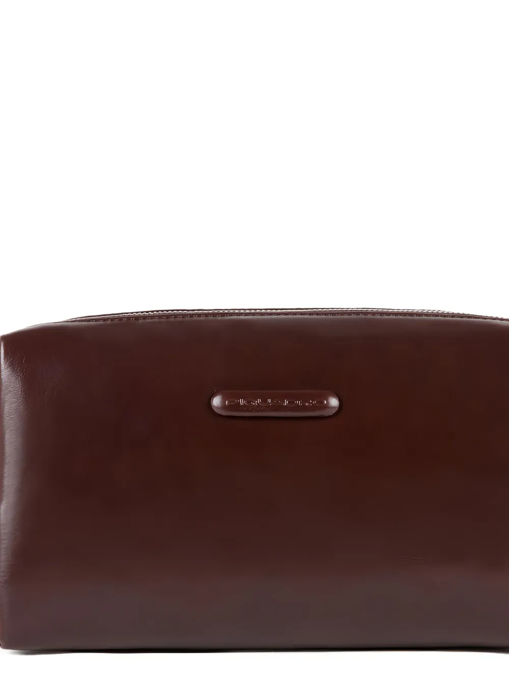 PIQUADRO Leren toilettas met logoplakkaat Rood