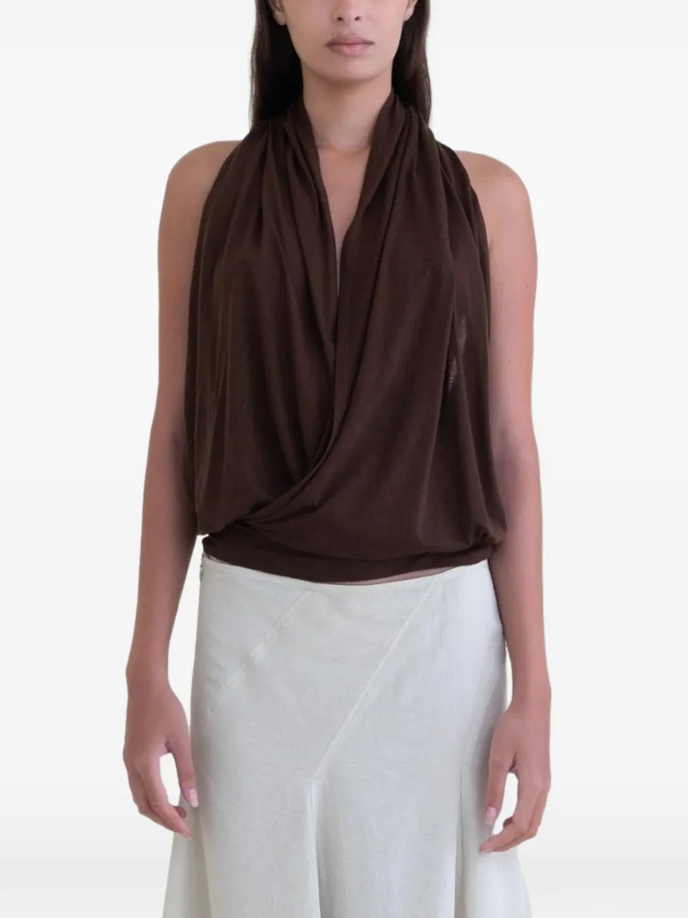 BELLE ANNA Cleo draped top - Marrone