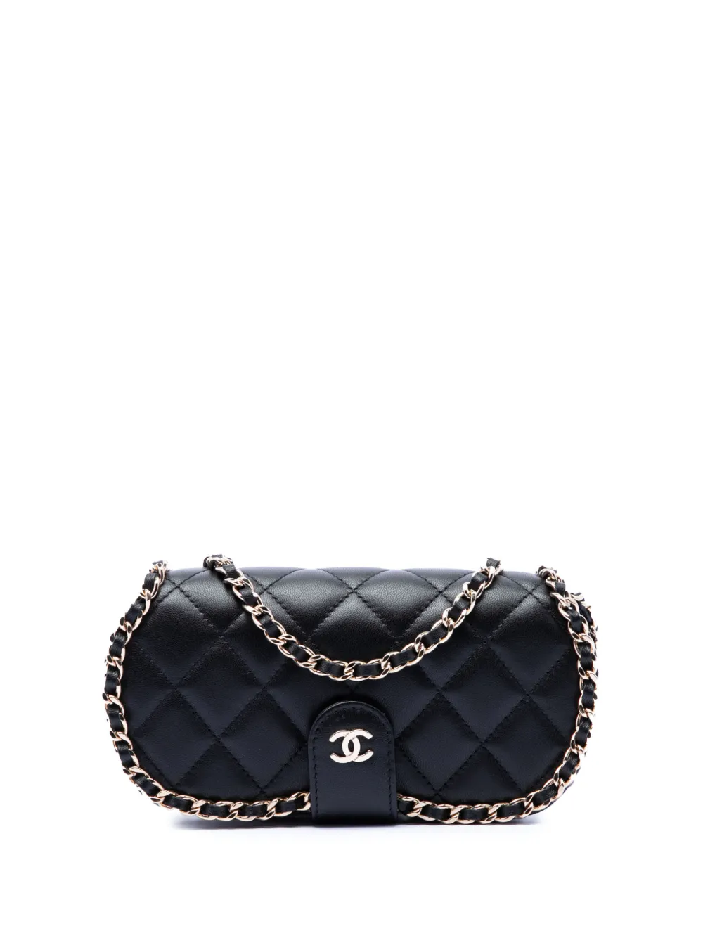 CHANEL Pre-Owned 2021 CC Quilted Lambskin Chain Around Sunglasses Case crossbody bag - Black