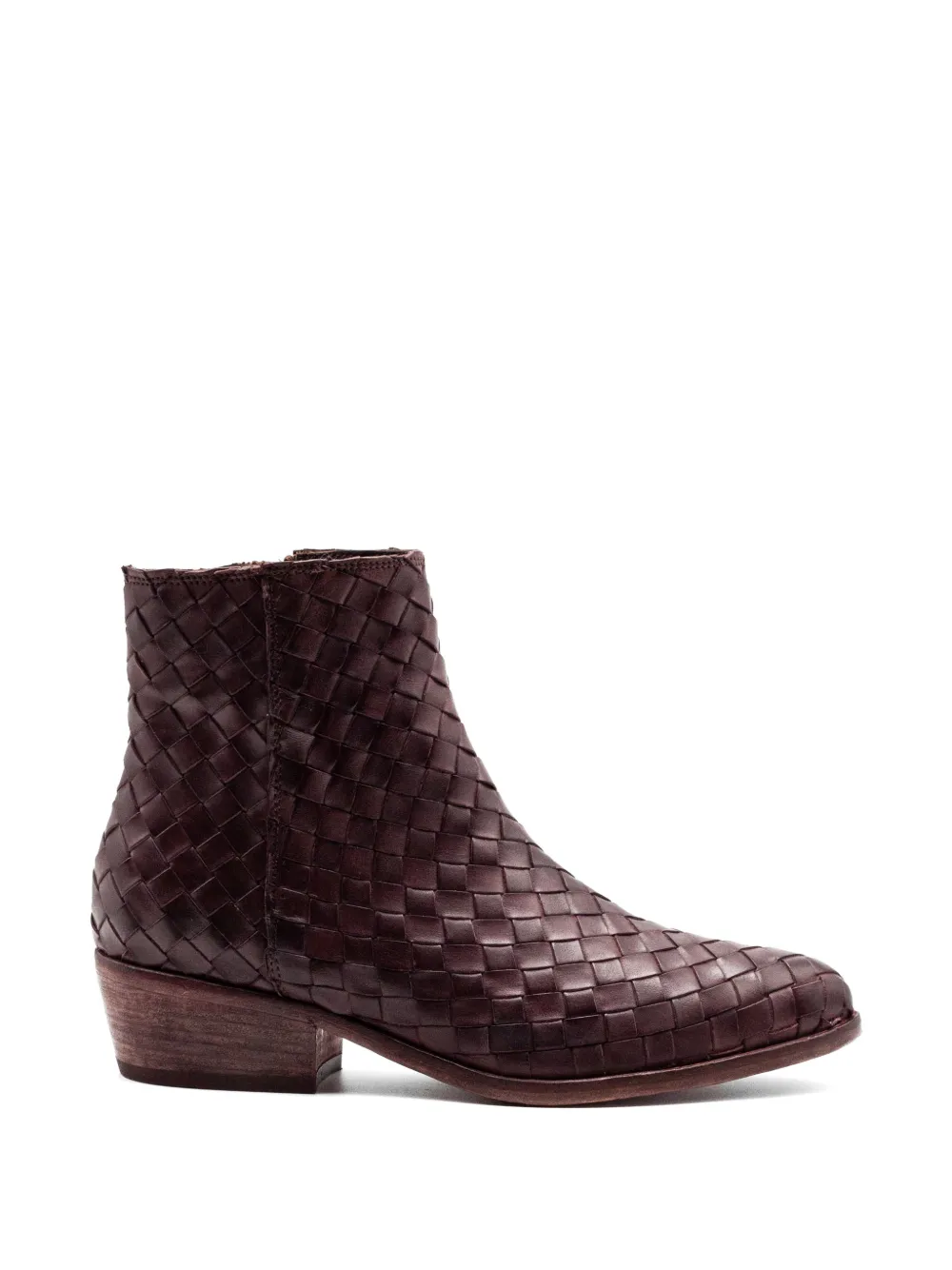 Curiositè woven leather ankle boots Bruin