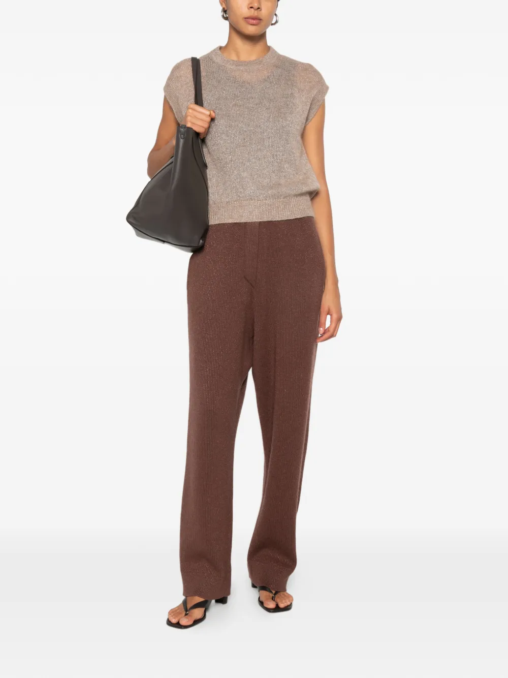 Brunello Cucinelli Spencer met ronde hals Beige