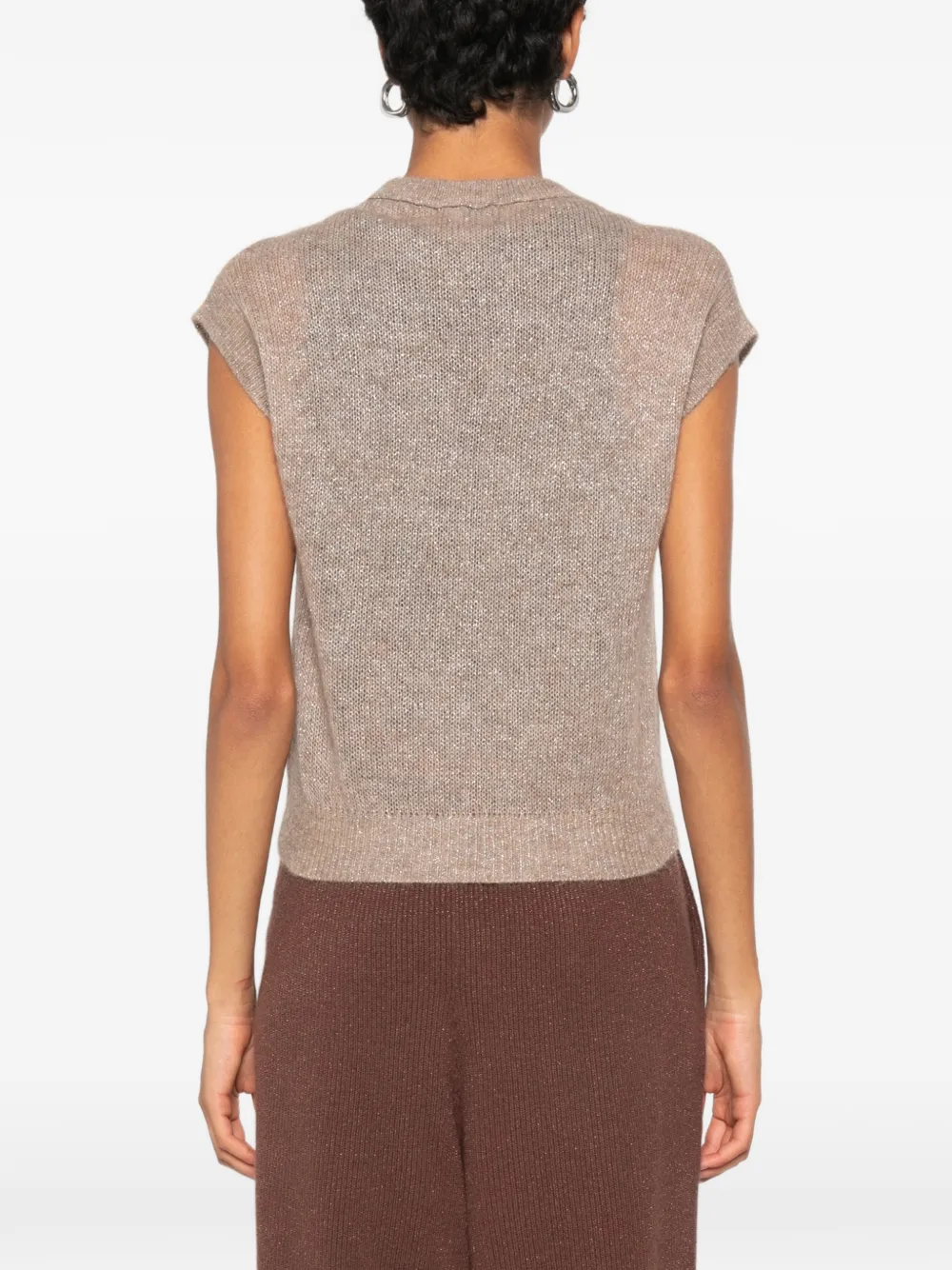 Brunello Cucinelli Spencer met ronde hals Beige