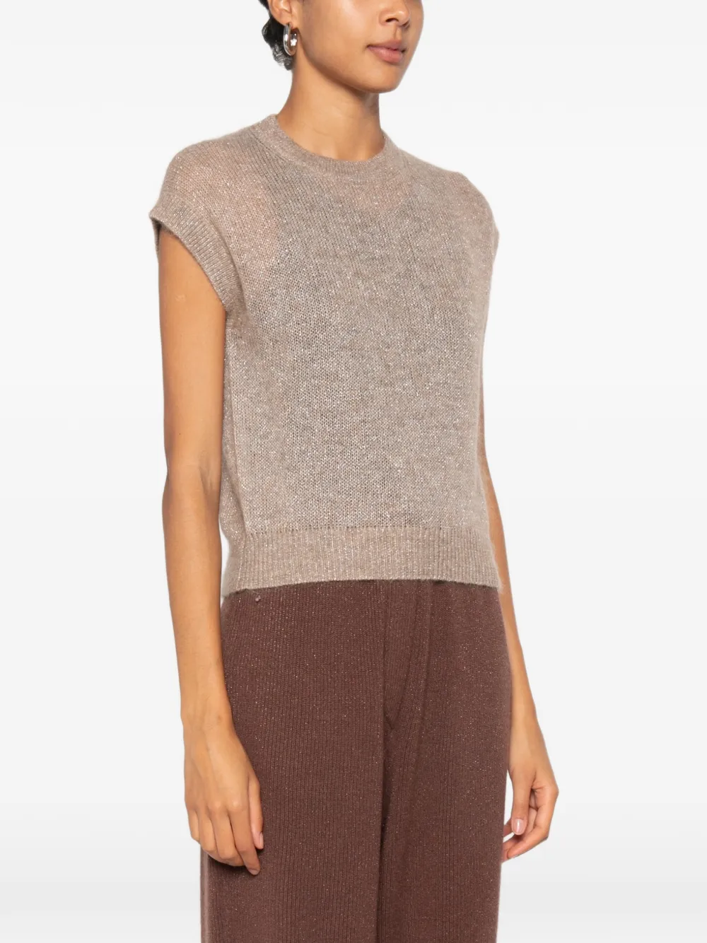 Brunello Cucinelli Spencer met ronde hals Beige