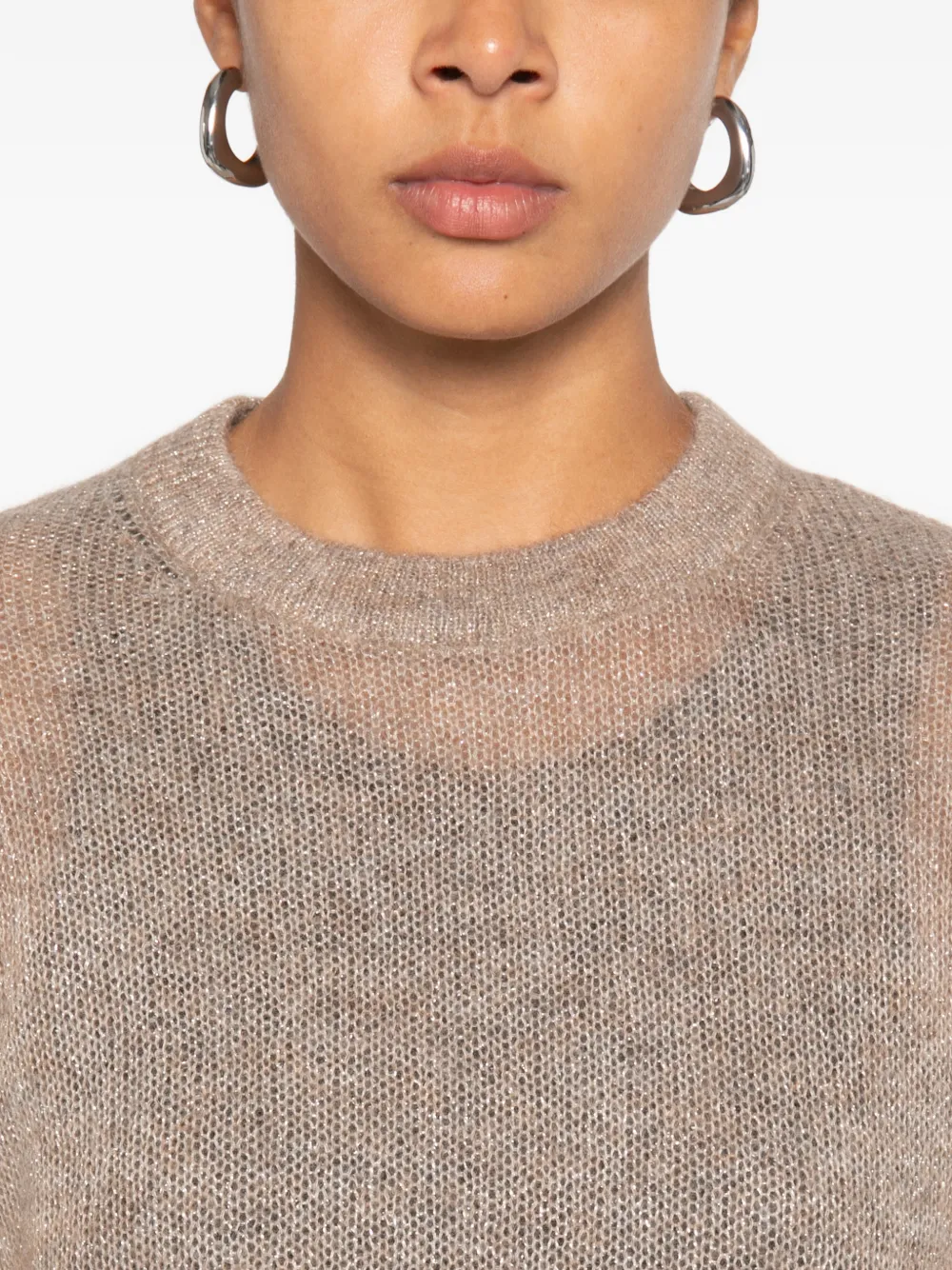 Brunello Cucinelli Spencer met ronde hals Beige
