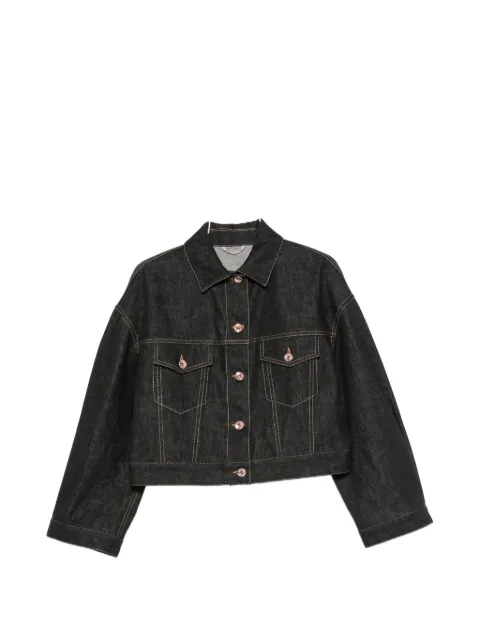 Brunello Cucinelli contrast-stitch cropped denim jacket