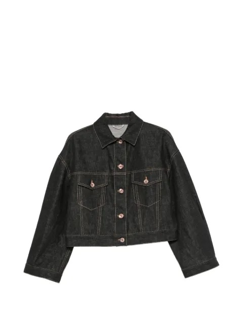 Brunello Cucinelli contrast-stitch cropped denim jacket