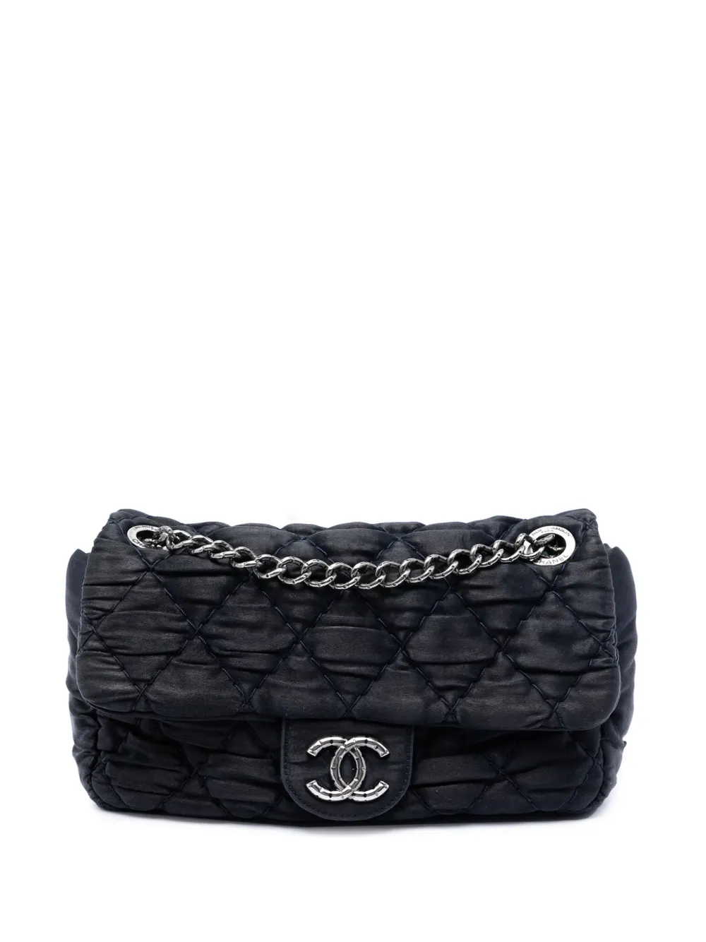 CHANEL Pre-Owned 2009-2010 Medium CC Quilted Satin Single Flap shoulder bag - Nero