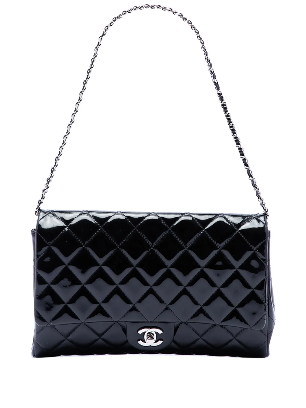 CHANEL Pre-Owned 2012 CC Quilted Patent Clutch With Chain shoulder bag - Nero