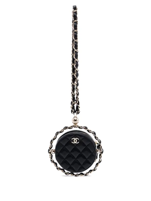 CHANEL Pre-Owned 2021 CC Quilted Lambskin Round Chain Around Clutch With Chain shoulder bag