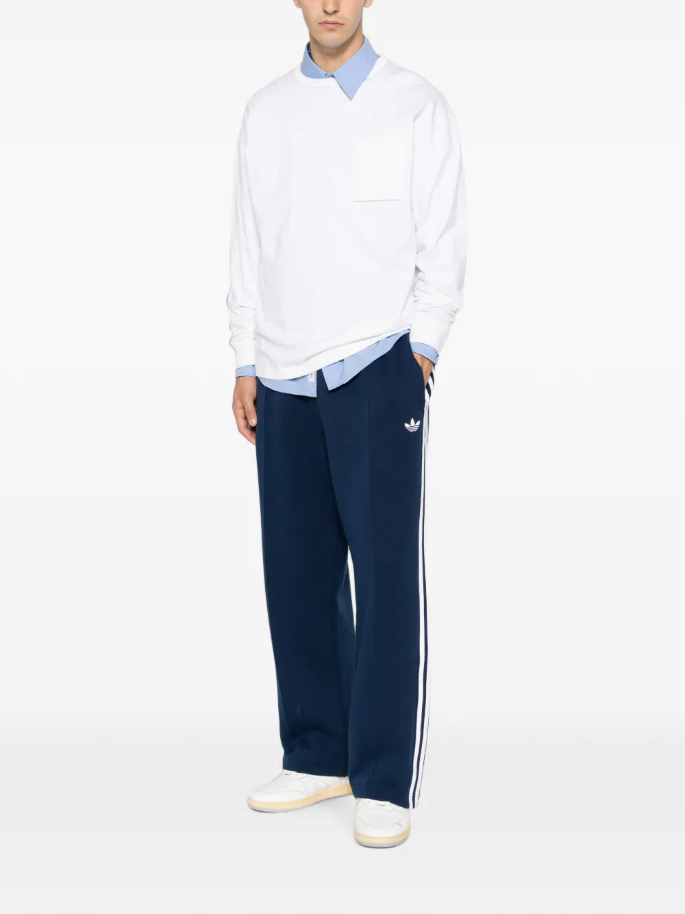 adidas logo-embroidered side-stripe track pants Blauw