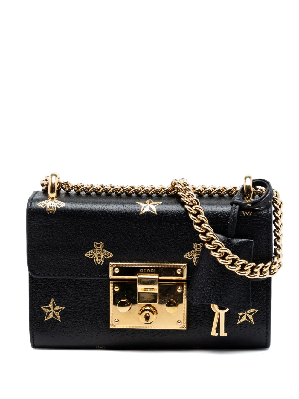 Gucci Pre-Owned 2016-2026 Small Calfskin Bee Star Padlock crossbody bag - Nero