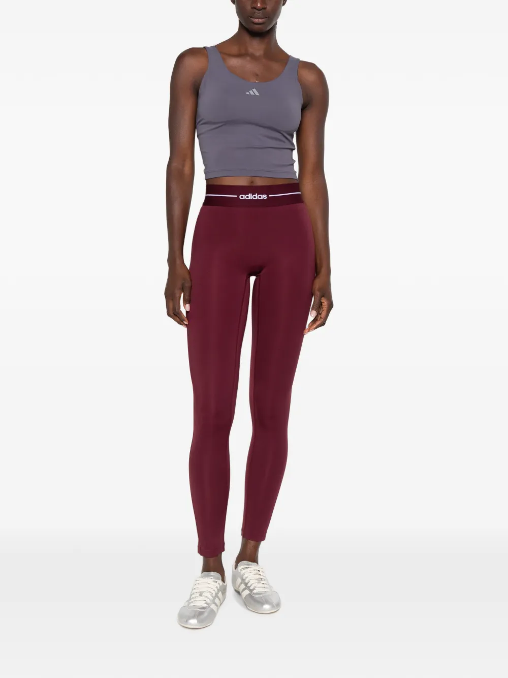 adidas logo-print cropped top Blauw