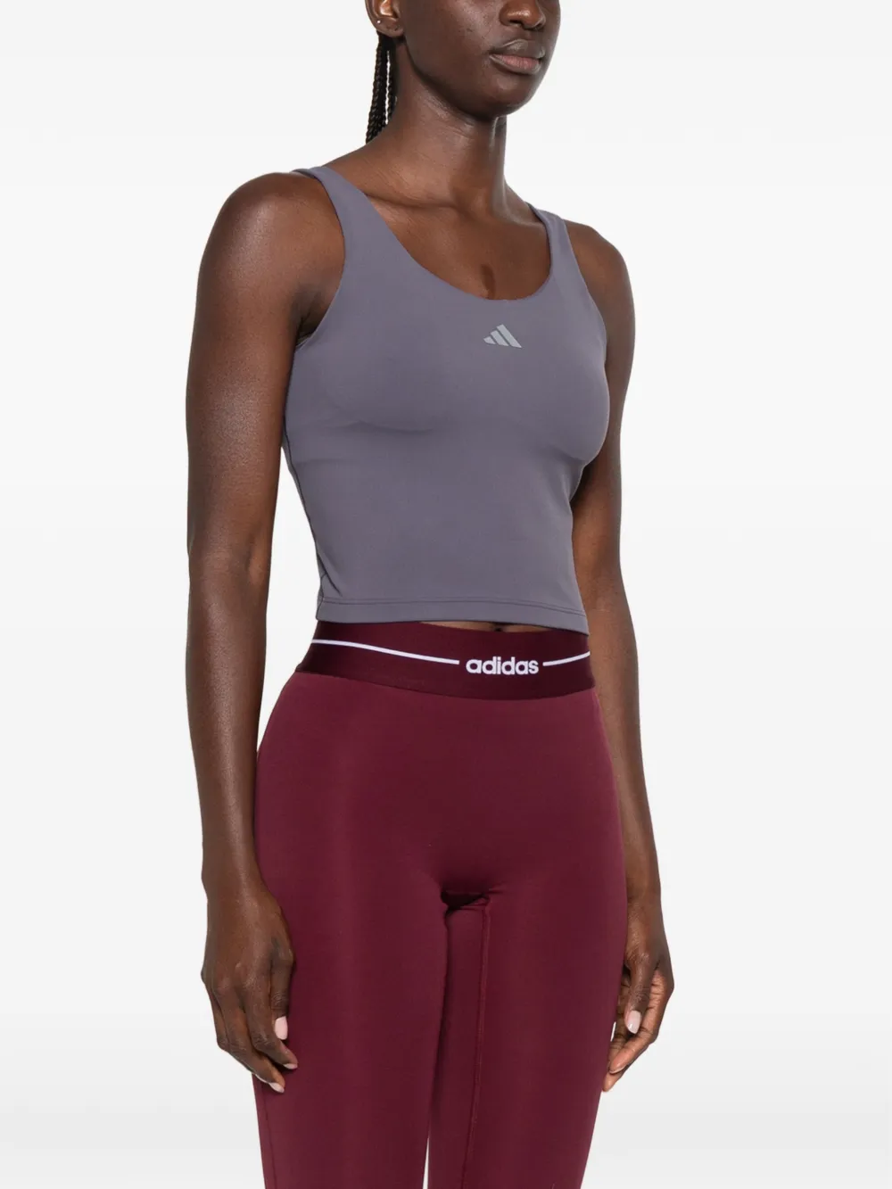 adidas logo-print cropped top Blauw