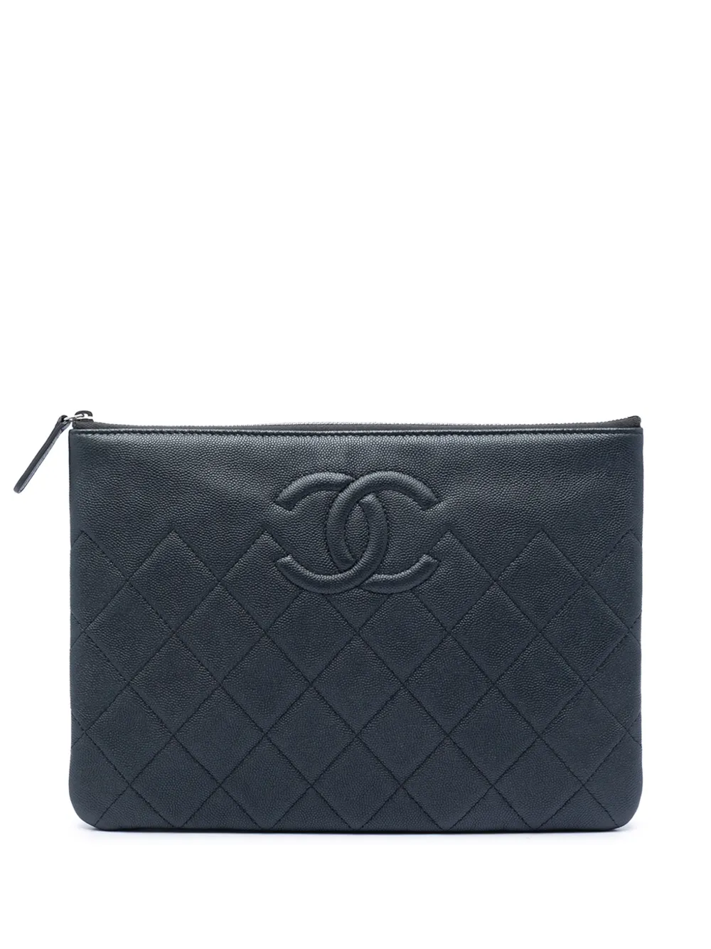 CHANEL Pre-Owned 2017-2018 Medium CC Quilted Caviar O Case clutch bag - Nero