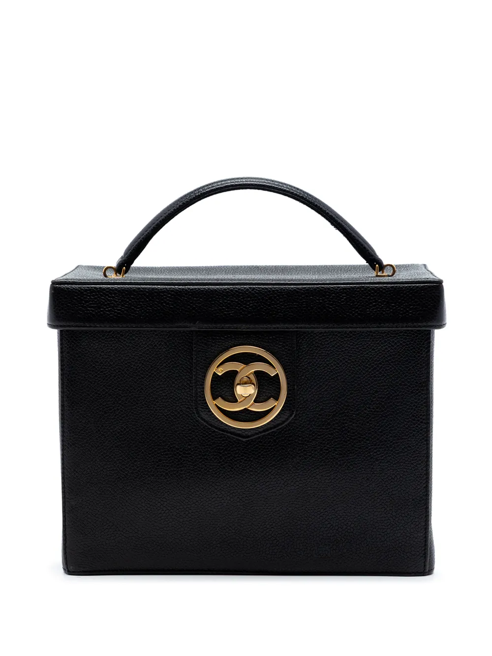 CHANEL Pre-Owned 1994-1996 CC Caviar Turnlock Vanity Bag satchel - Schwarz