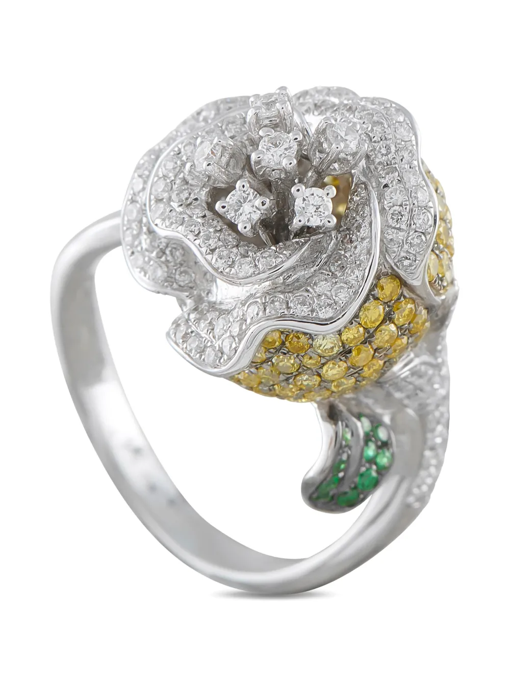 LB Exclusive floral-motif diamond ring - Argento
