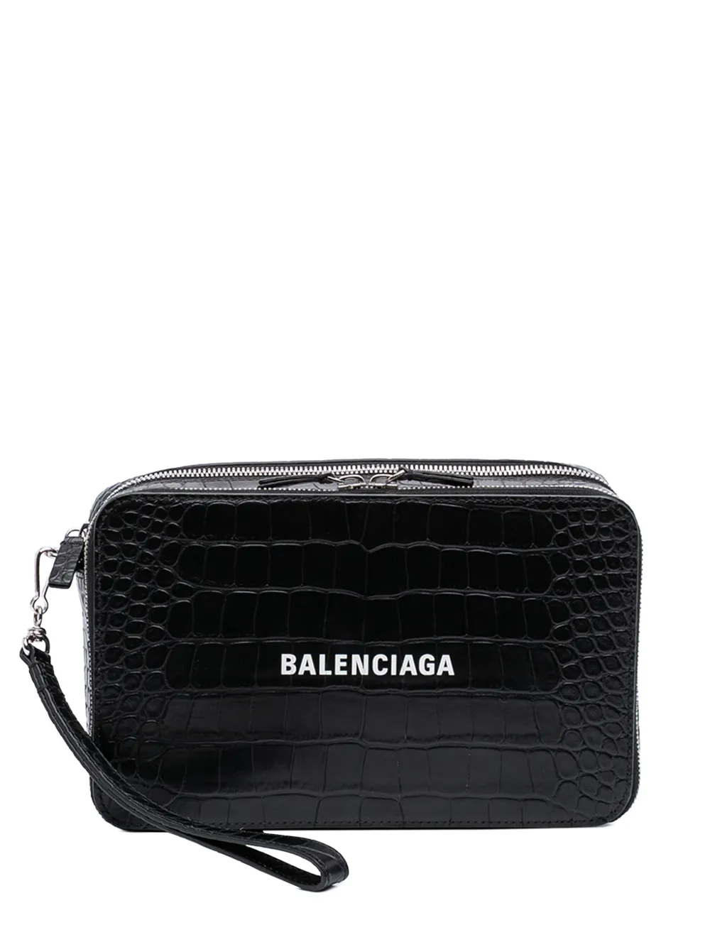 Balenciaga Pre-Owned 2021 Croc Embossed Leather Wristlet clutch bag - Schwarz