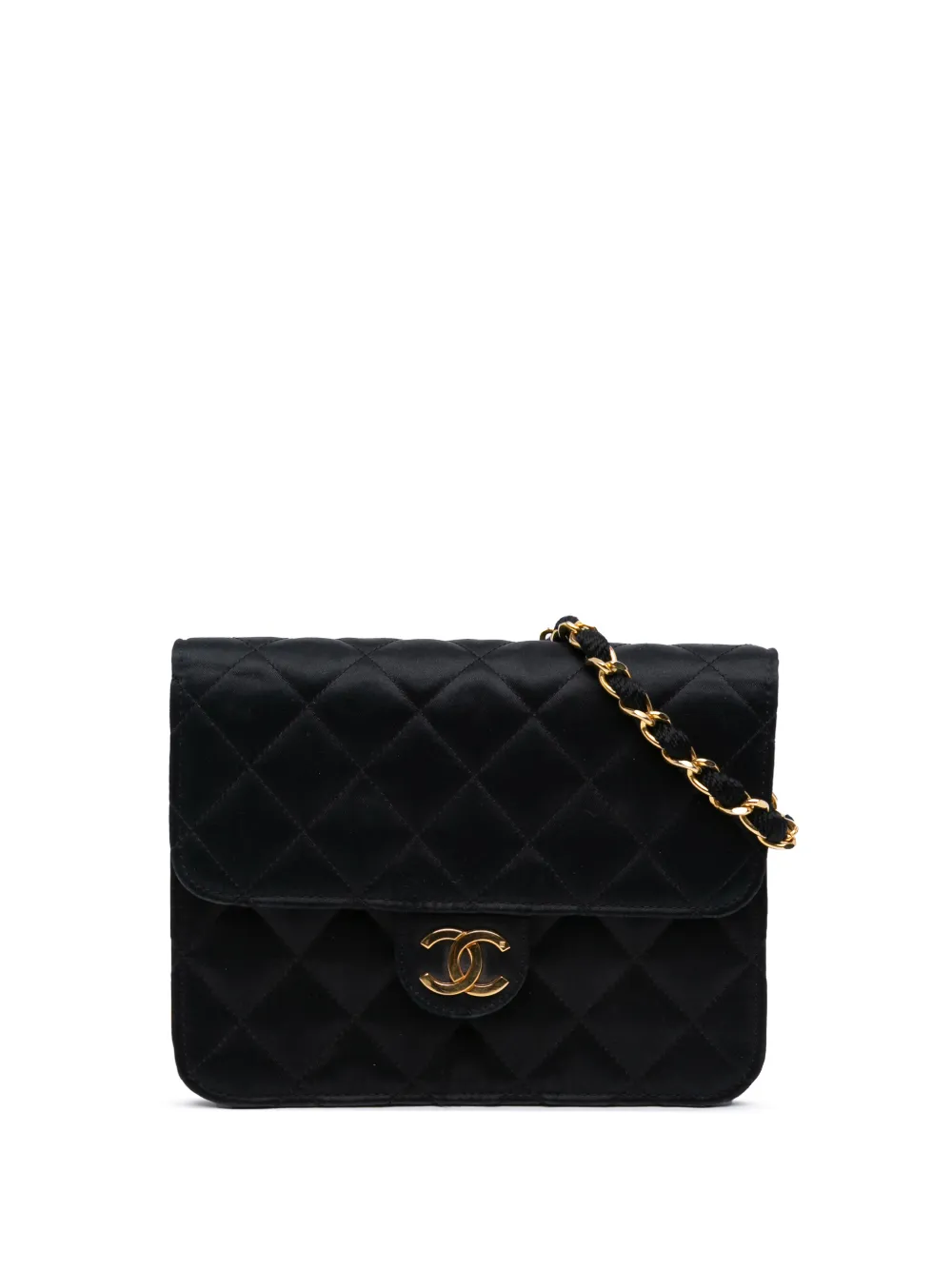 CHANEL Pre-Owned 1989-1991 Mini Square Quilted Satin Single Flap crossbody bag - Nero