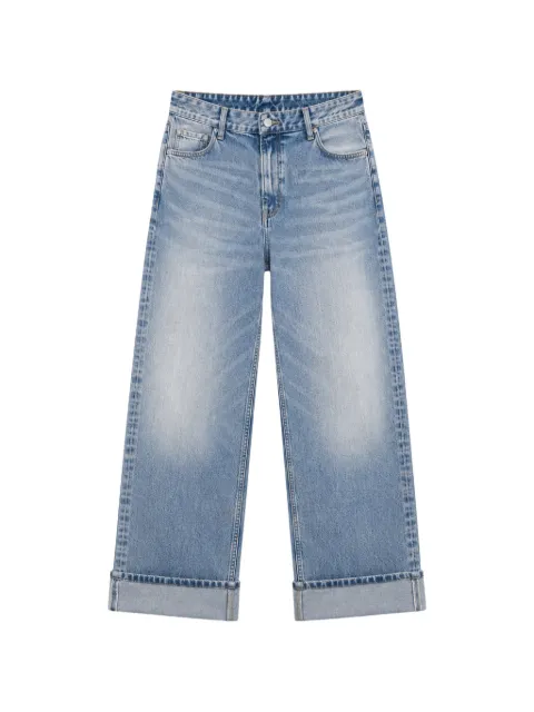 ICON DENIM monogram-pattern turn-up jeans