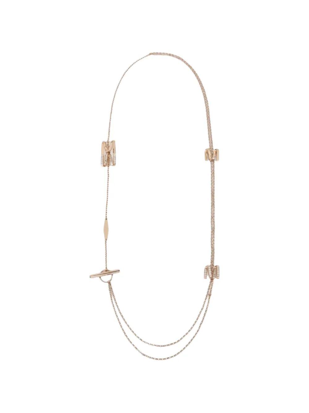 Max Mara crystal-embellished logo necklace - Rosa