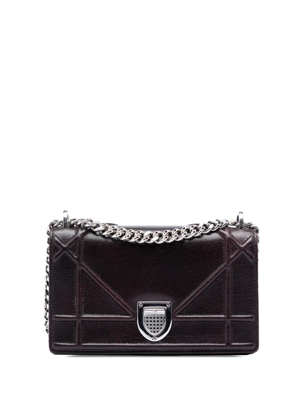Christian Dior Pre-Owned 2015 Mini Grained Calfskin Diorama Flap crossbody bag - Braun