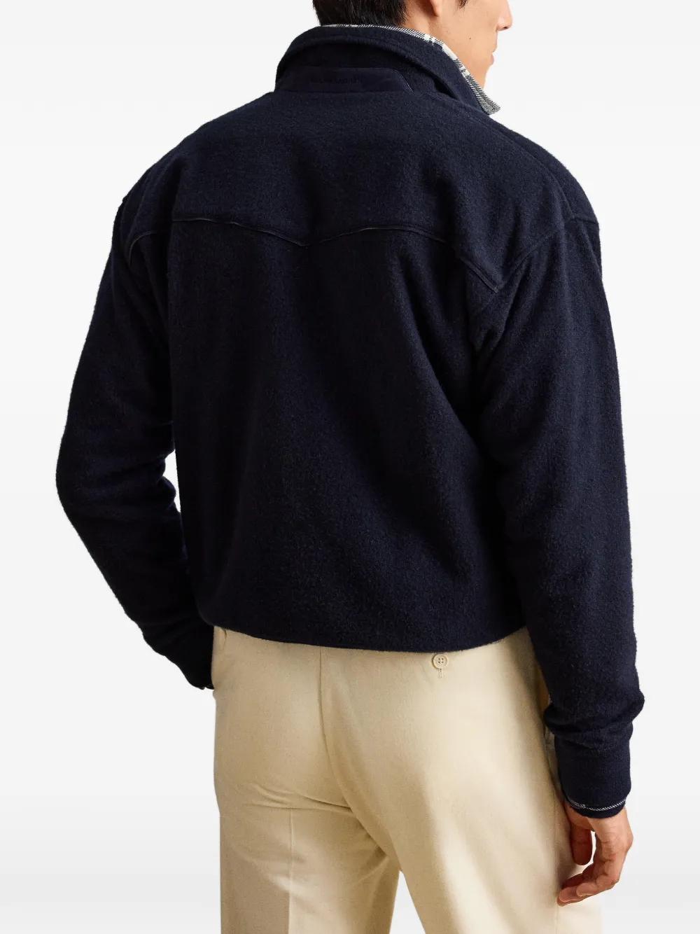 Ralph Lauren Purple Label Trui met dubbele zak en halve rits Blauw