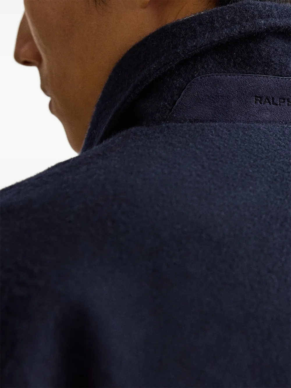 Ralph Lauren Purple Label Trui met dubbele zak en halve rits Blauw