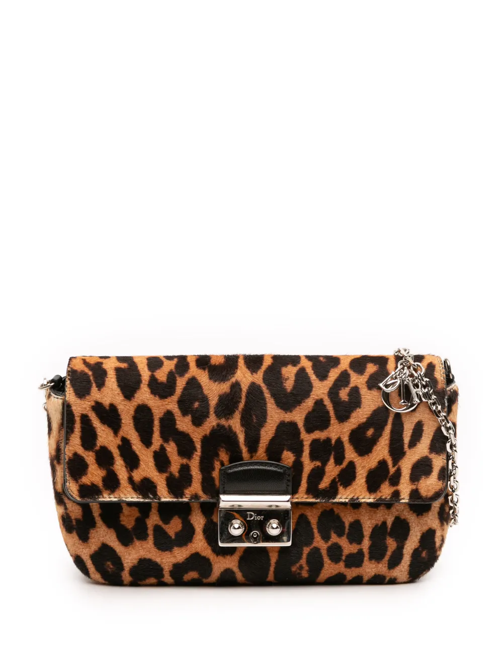 Christian Dior Pre-Owned 2014 Leopard Print Pony Hair Miss Dior Chain Flap crossbody bag - Marrone