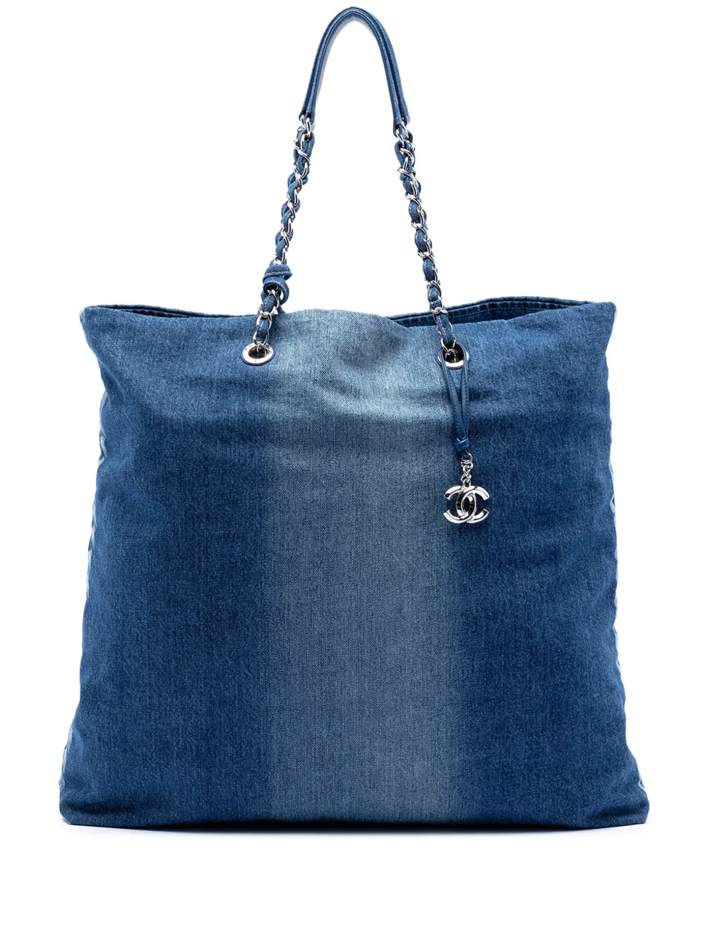 CHANEL Pre-Owned 2018-2019 Printed Denim Shopping tote bag - Blue