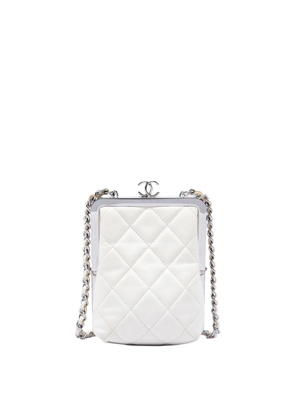 CHANEL Pre-Owned 2021 CC Quilted Acrylic and Lambskin Evening Clutch With Chain crossbody bag - Bianco