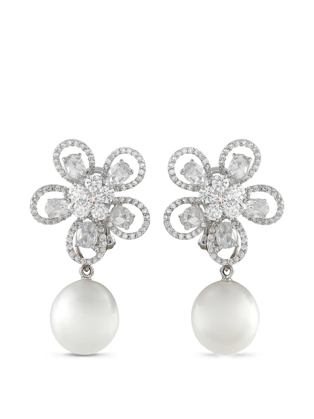 Assael diamond and pearl clip-on earrings - Argento