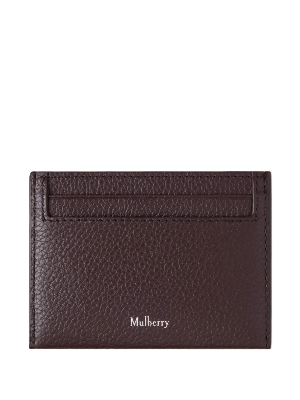 Mulberry logo-print grained-leather card holder - Marrone
