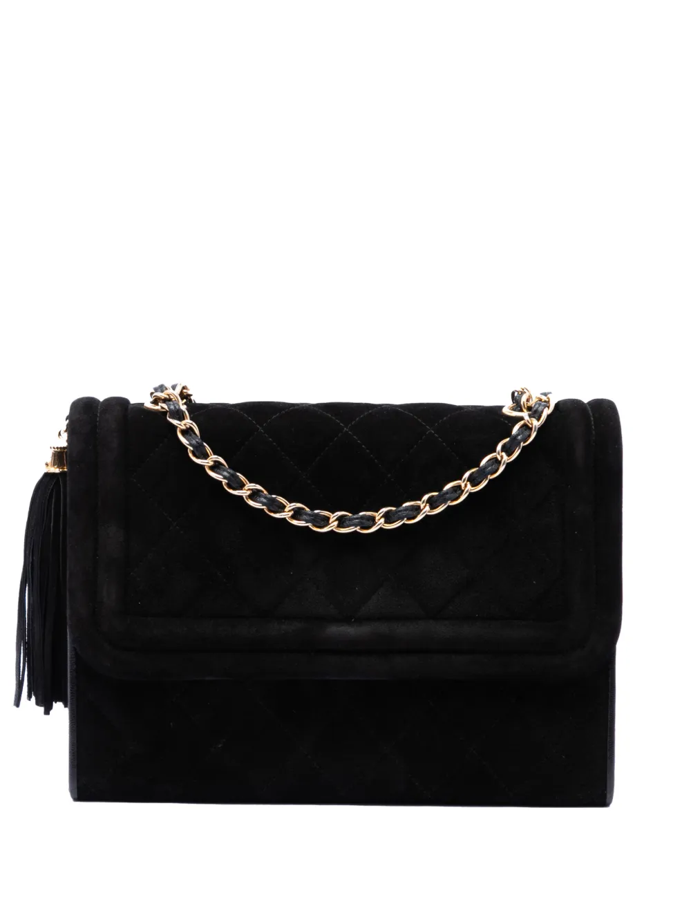 CHANEL Pre-Owned 1989-1991 Quilted Suede Tassel Flap crossbody bag - Schwarz