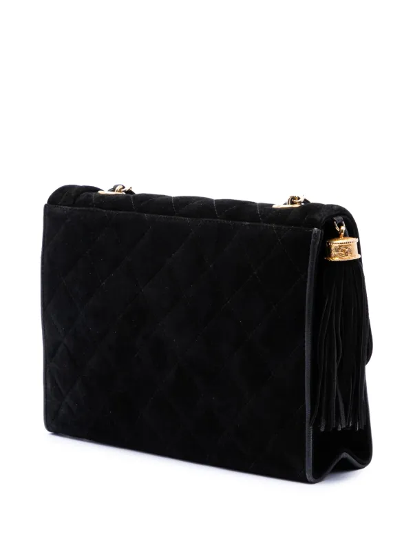CHANEL ブラック キルティング フラップバッグ CHANEL Pre-Owned 1989-1991 キルティング タッセル フラップ